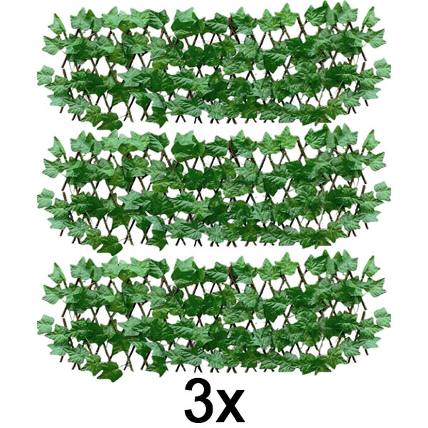 3x Kihúzható borostyán kerítés panel – 30×180 cm, UV-álló, szerszám nélkül | GREENFENCE