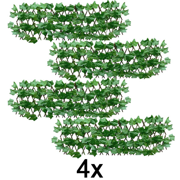 4x Kihúzható borostyán kerítés panel – 30×180 cm, UV-álló, szerszám nélkül | GREENFENCE