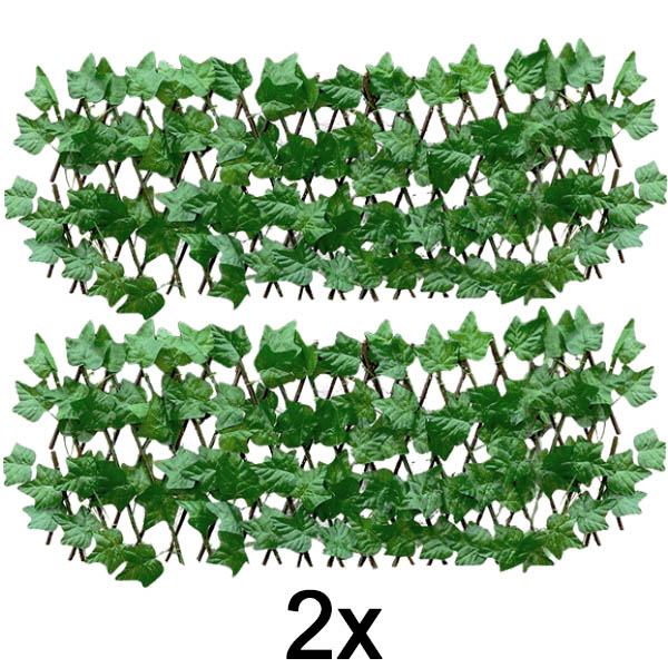 2x Kihúzható borostyán kerítés panel – 30×180 cm, UV-álló, szerszám nélkül | GREENFENCE